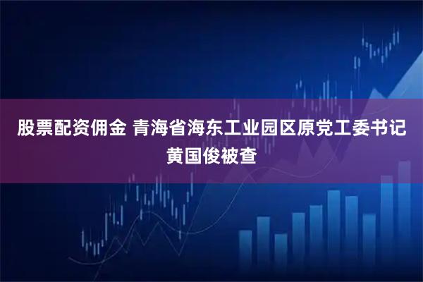 股票配资佣金 青海省海东工业园区原党工委书记黄国俊被查